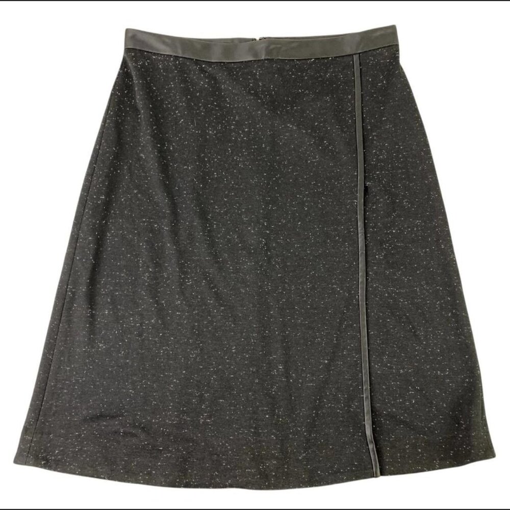 Ann Taylor Tweed & Faux Leather Pencil Skirt Size 12 Black
